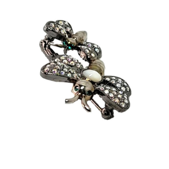 Butler Jewelry - Vintage Butler Aurora Borealis rhinestone dragonfly brooch pin silver tone
